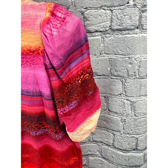 Chico's Cotton Slub Rio Sunset Henley Tee Top Sunset Peach Size 3 XL - Picture 6 of 10